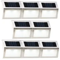 Lunartec 8er-Set Solar-LED-Wand- & Treppenleuchten: für außen, Edelstahl, 20