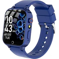 mit 26 Spiele, Kalorienzähler, Kinder Smartwatch mit Kamera, Musik, Taschenlampe, Wecker, Lernspielzeug, Anruf und Verbindung zum Mobiltelefon - Blau