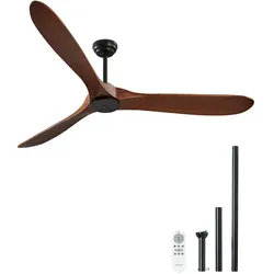 VEVOR 180cm Deckenventilator Holzflügel kein Licht Fernbedienung Motor umkehrbar