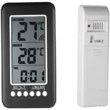 2-in-1 Funk-thermometer Mit Uhr Für Drinnen Und Draußen, Lcd-display, Digitale Temperaturanzeige (°C/°F) Mit Sender