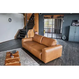 KAWOLA Sofa BODHI 3-Sitzer Leder, hellbraun
