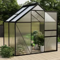 Hommdiy Gewächshaus UV-beständig Wärmeisoliert Treibhaus Tomatenhaus Frühbeet Garten Pflanzenhaus Gartenhaus Anthrazit Aluminium 2,47 m2,190 x 130 x 125/195 cm