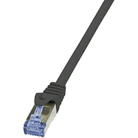 Logilink CQ3013S RJ45 Patchkabel CAT 6a S/FTP 0.25 m Schwarz Flammwidrig, mit Rastnasenschutz 1 St.
