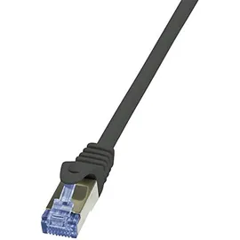 Logilink CQ3013S RJ45 Patchkabel CAT 6a S/FTP 0.25 m Schwarz Flammwidrig, mit Rastnasenschutz 1 St.
