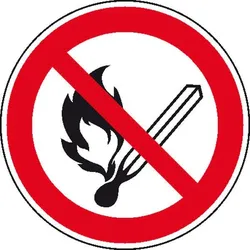 SafetyMarking® Verbotsaufkleber Keine offene Flamme, Feuer, offene Zündquelle und Rauchen verboten 20 cm