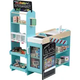 Theo Klein 9391 Supermarkt, Holz (MDF) I Moderner Kaufmannsladen inkl. Kasse, Schranke, Kreidetafel und Zubehör