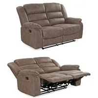 2-Sitzer-Relaxsofa Couch Liegefunktion Federkernpolster Stoff Vintage Grau Braun
