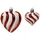 Decoris Christbaumschmuck Kunststoff Herzen mit Streifen 5-7 cm x 2 Stück geriffelt rot weiß