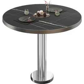 GGM Möbel Bistrotisch Ø 60 x 75 cm Schwarz Marmor/Edelstahl