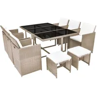 vidaXL Garten-Essgruppe 11-tlg. beige 42557