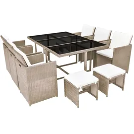 vidaXL Garten-Essgruppe 11-tlg. beige 42557