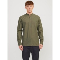 JACK & JONES Langarmhemd »JJESUMMER TUNIC LINEN BLEND SHIRT LS SN«, Gr. XS - N-Gr, dusty olive, , 87624932-XS N-Gr