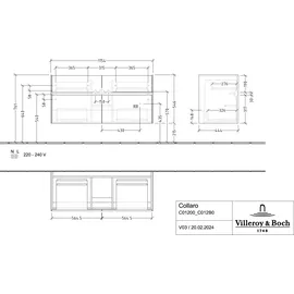 Villeroy & Boch V&B Waschtischunterschrank Collaro 115,4x54,6x44,4cm, WT mit, LED, glo wh.