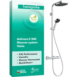 Hansgrohe Activera S Duschsystem 240 1 Strahlart, EcoSmart mit Thermostat, 28078000