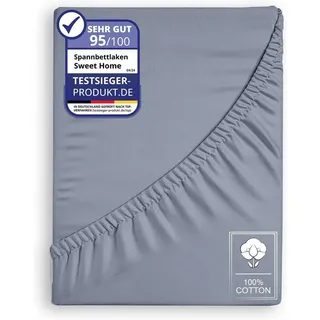 COFI 1453 Spannbettlaken Jersey-Baumwolle 140 x 200 cm grau