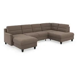 sit&more Wohnlandschaft SIT & MORE "Farö U-Form", grau (taupe), B:325cm H:90cm T:187cm, Sofas, Wohnlandschaft, inklusive Federkern, wahlweise mit Bettfunktion und Bettkasten