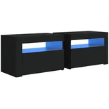 vidaXL Nachttische 2 Stk mit LEDs Schwarz 60x35x40 cm