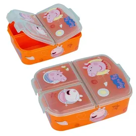 Peppa Pig Brotdose für Kinder mit 3 Fächer Peppa Pig Lunchbox in Orange Frühstücksbox
