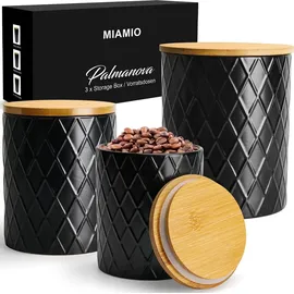 MiaMio - Set Vorratsdosen Keramik, mit luftdichtem Holzdeckel