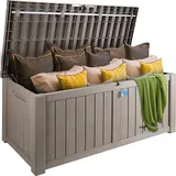 Vevor 454L Auflagenbox PP Gerätebox 1430x675x605mm Aufbewahrungsbox Außenbereich 399kg Tragfähigkeit Gartenbox Kissenbox Ideal zum Aufbewahren von Sportgeräten Gartenwerkzeugen usw.