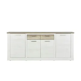 Möbel Kraft Sideboard 213 x 90 x 41 cm Holzfarben / Weiß / Mehrfarbig