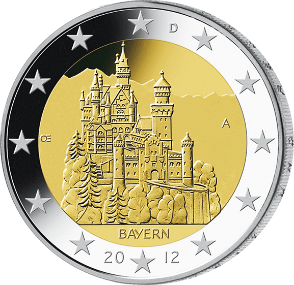 2 Euro Gedenkmünze "Schloss Neuschwanstein" 2012 in bester Prägequalität prägefrisch - einzeln