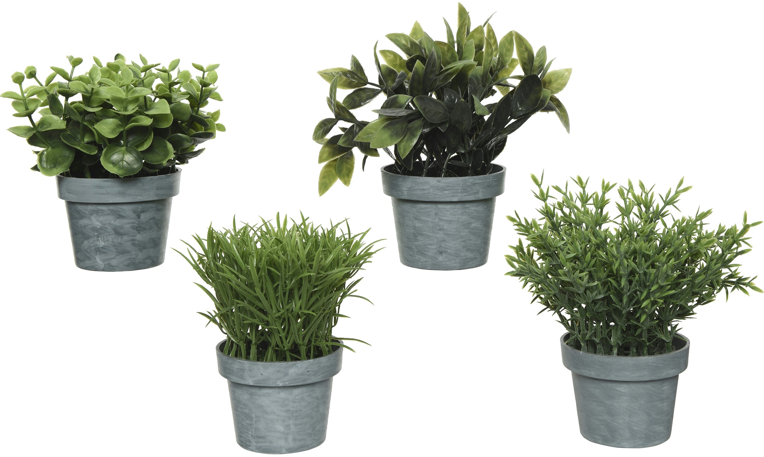Decoris 1 Kunstpflanze 13cm im Topf Mini künstliche Grünpflanzen Plastikpflanzen Deko