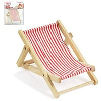 CREATIV DISCOUNT Mini Liegestuhl rot-weiß, aus Holz, ca.10 cm
