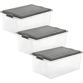 Rotho Aufbewahrungsbox Compact 57,5 x 40,0 x 25,0 cm 3-tlg. grau/transparent