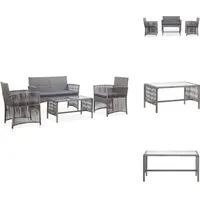 vidaXL 4-tlg. Garten-Lounge-Set mit Auflage Poly Rattan Anthrazit - Gartenmöbel-Sets - Grau
