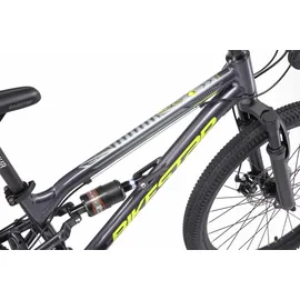 Bikestar Kinder Fahrrad Aluminium Fully Mountainbike 21 Gang Shimano, Scheibenbremse ab 9-14 Jahre | 24 Zoll Kinderrad Vollgefedert, MTB | Schwarz