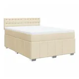 vidaXL Boxspringbett mit Matratze Creme 140x200 cm Stoff