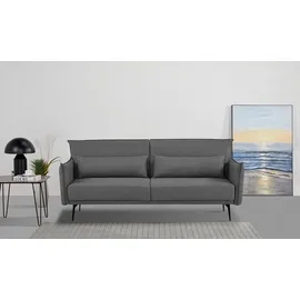 INOSIGN Schlafsofa TULARE, 204 cm, klappbarer 3-Sitzer mit verstellbarer Rückenlehne, Schlaffunktion, Velvet-Samtvelours u. Webstoff grau
