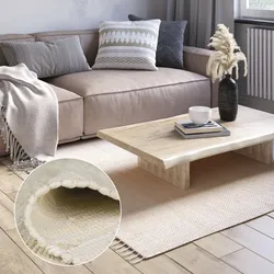 Teppich "Dalia", beige, B:80cm H:10mm L:150cm, Baumwolle, Polyester, MYFLAIR MÖBEL & ACCESSOIRES, Teppiche, Handweb Teppich, Uni Farben, 90% Baumwolle, handgewebt, Wohnzimmer