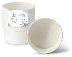 Greenbox Kartonschalen, Ø 15 cm, 650 ml DFC08802 , 1 Karton = 6 Packungen à 50 Stück, Farbe: weiß