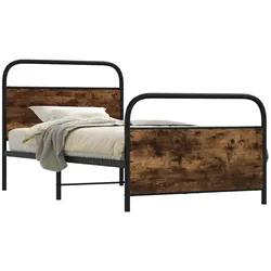 Bettgestell ohne Matratze 90x200 cm Räuchereiche Holzwerkstoff