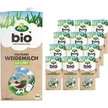 Arla Milch H-Weidevollmilch, Fettgehalt 3,8%, BIO, ultrahocherhitzt und homogenisiert, 12x 1 Liter