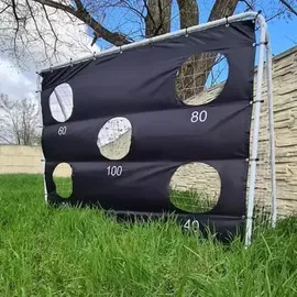 TRIZAND Fußballtor mit Torwand Weiß/Schwarz 21268