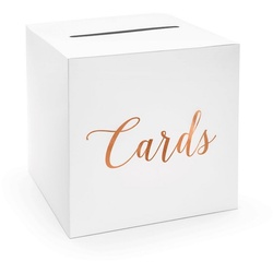partydeco Geschenkbox, Kartenbox Hochzeit 24cm Papier, weiß / rosegold weiß
