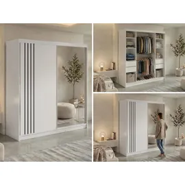 MKS Schiebetürenschrank DIANA 200 x 216 x 61 cm Weiß/Schwarz