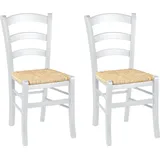 Home affaire Esszimmerstuhl Super Paesana (Set, 2 St), aus Massivholz Buche mit Sitz aus Grasgeflecht weiß