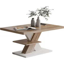 Couchtisch Detroit Weiß/Sonoma Eiche 90x60x45cm