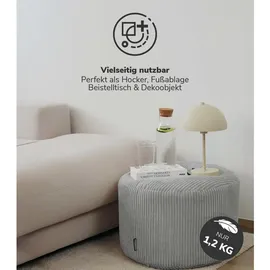 mokebo Sitzsack Der Tagträumer Cord 180 x 80 x 80 cm Grau mit Hocker