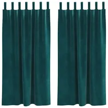 vidaXL Verdunkelungsvorhänge 2 pcs Dunkelgrün 140 x 175 cm Samt