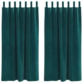 vidaXL Verdunkelungsvorhänge 2 pcs Dunkelgrün 140 x 175 cm Samt
