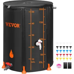 VEVOR Regentank 201 Liter Faltbare Regentonne 1000D PVC-Material Regenfass Regenwassertonne Wassertank Regenwassertank Ideal zum Bewässern oder Reinigen Ihres Gartens Rasens Autos oder Bauernhofs