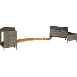 vidaXL Whirlpool-Umrandung Grau Poly Rattan und Massivholz Akazie