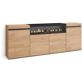 SKRAUT HOME Sideboard 200 x 75 x 35 cm Mehrfarbig / Schwarz