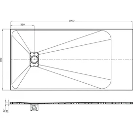 bad land Duschwanne Rechteck Steinoptik, Ablaufgarnitur im SET, Anti-Rutsch, Verbundwerkstoff Schwarz Ø Badland VIDAR 180x90x3,2 SMC