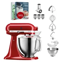 KitchenAid Artisan 5KSM185 Empire Rot Beginnerset + Flexirührer + Gemüseschneider